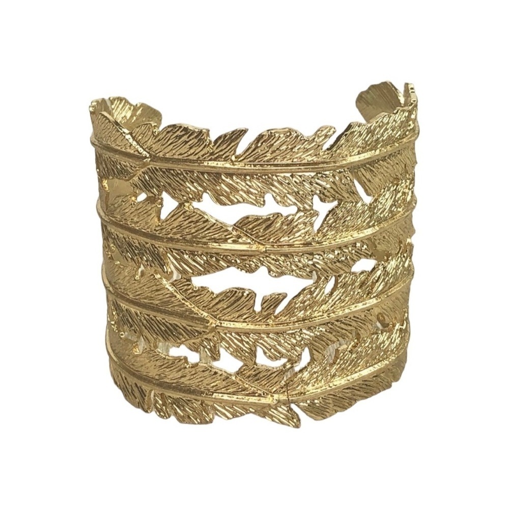 Boho Gold Feather Cuff Bracelet